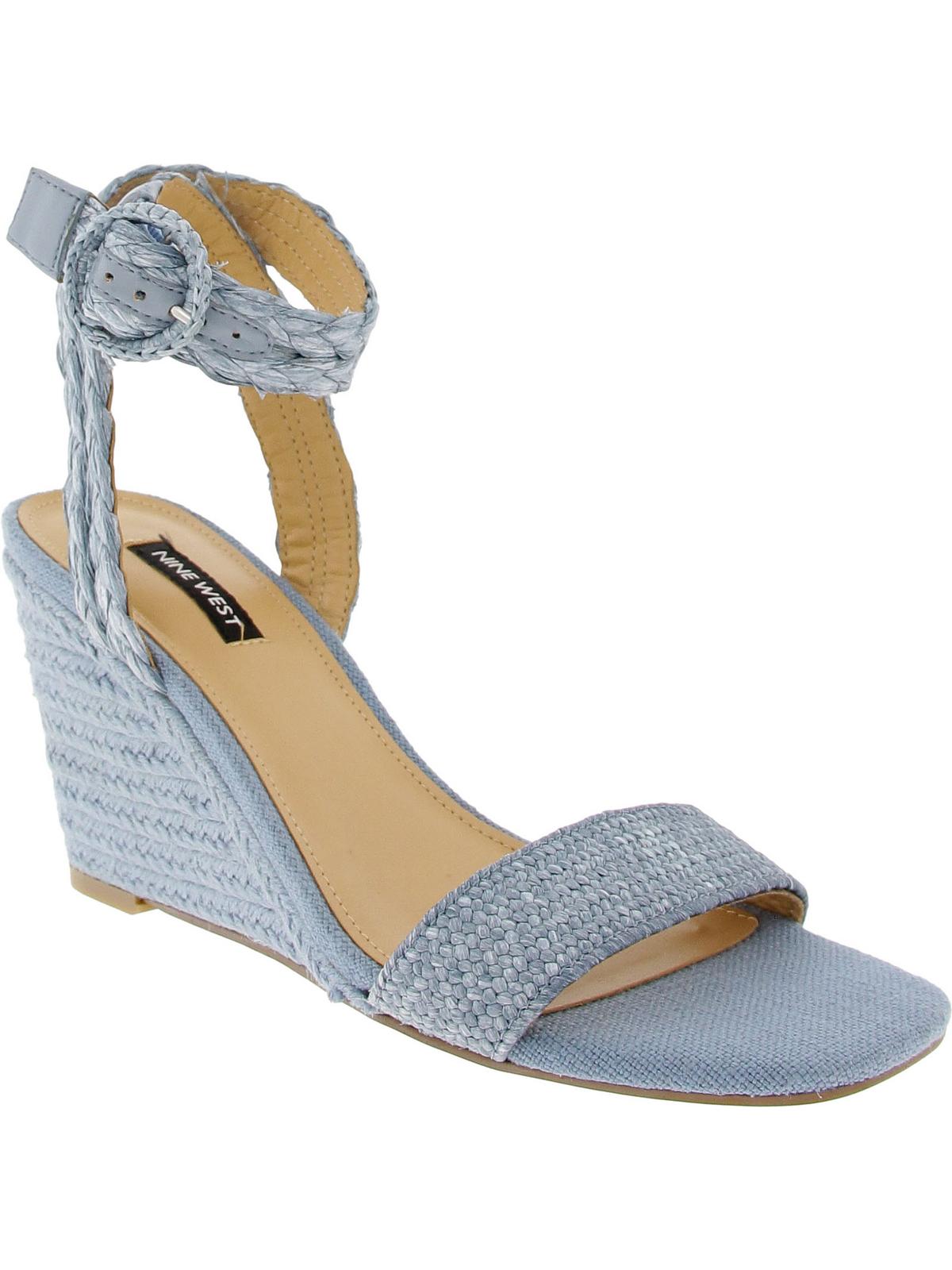 Nine West Womens NERISA3 Woven Square toe Wedge Sandals